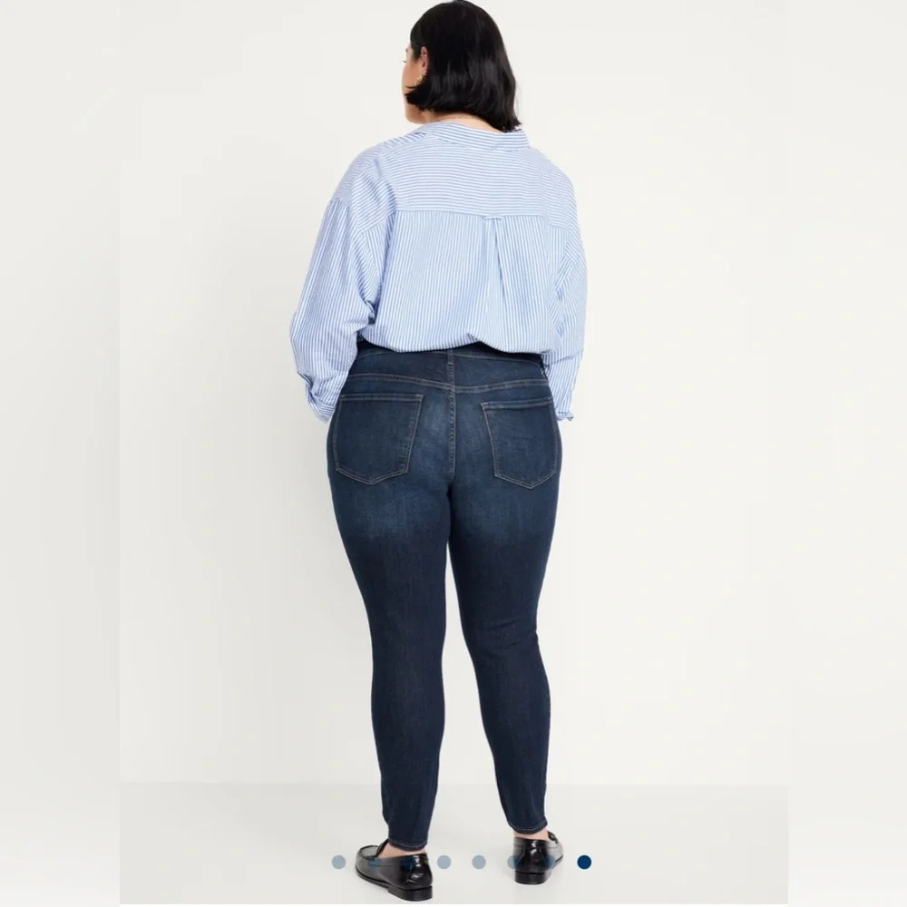 🆕 Old Navy Women’s Mid-Rise Rockstar Super-Skinny Jeans 14 Large Dark Wash - Picture 5 of 16